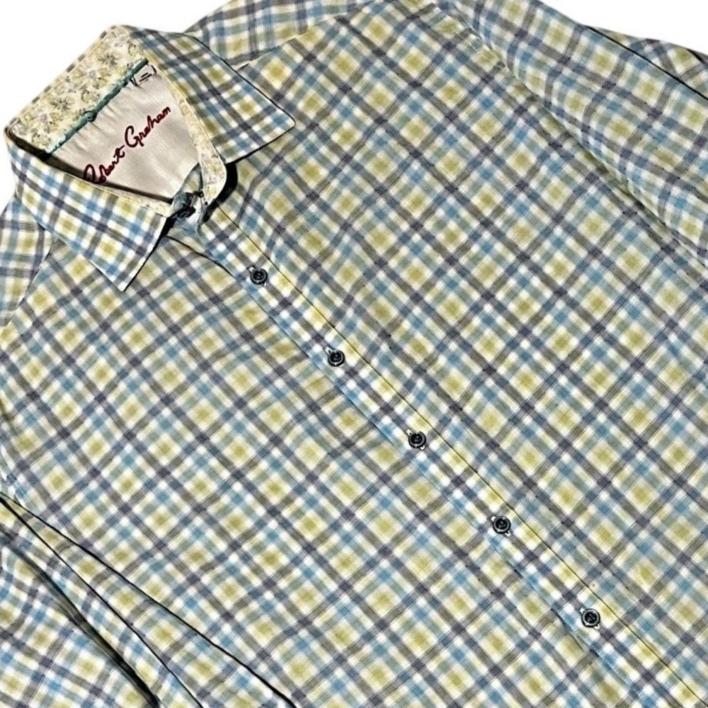 Robert Graham Mens Size L‎ Plaid Long Sleeve Button Down Shirt Flip Cuff